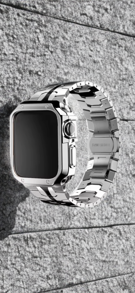 Stainless Steel Metal Band with TPU Case – Luxe Protection for Apple Watch