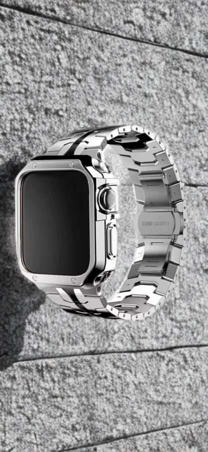 Stainless Steel Metal Band with TPU Case – Luxe Protection for Apple Watch