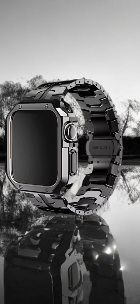 Stainless Steel Metal Band with TPU Case – Luxe Protection for Apple Watch