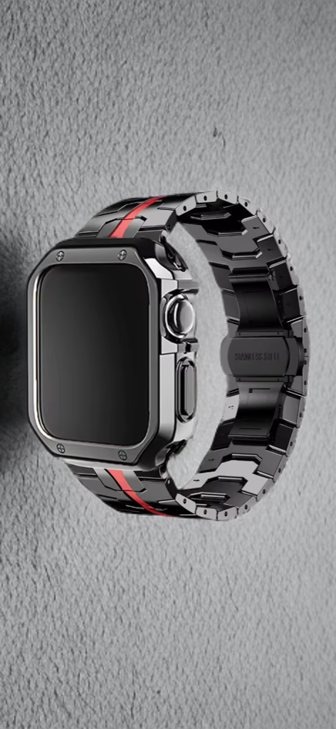 Stainless Steel Metal Band with TPU Case – Luxe Protection for Apple Watch
