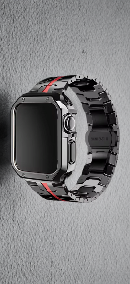 Stainless Steel Metal Band with TPU Case – Luxe Protection for Apple Watch