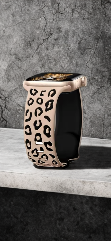 Engraved Leopard Sport Band for Apple Watch – Bold Elegance, Everyday Comfort
