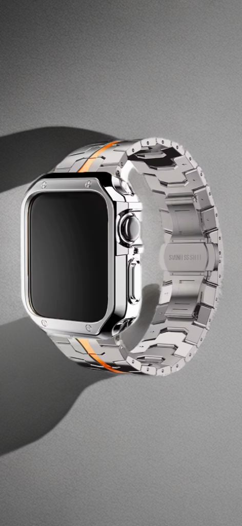 Stainless Steel Metal Band with TPU Case – Luxe Protection for Apple Watch